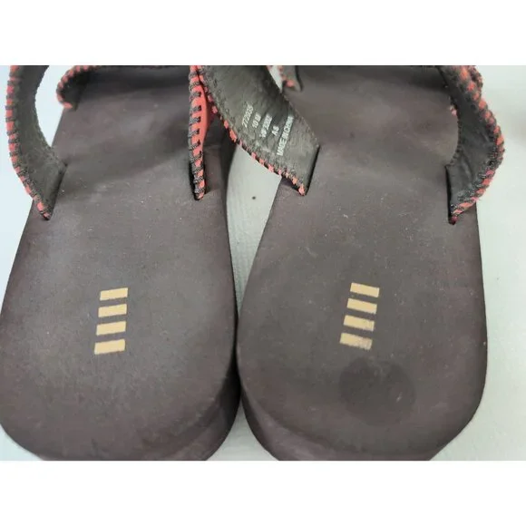 Lands End Wedge Sandal Womens 10 Red Brown Slip On Cushioned Southwestern Casual - Picture 7 of 9